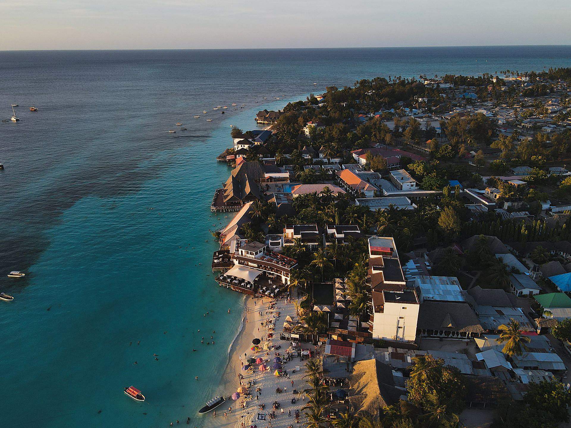 White sand beach and turquoise sea at Nungwi, Zanzibar